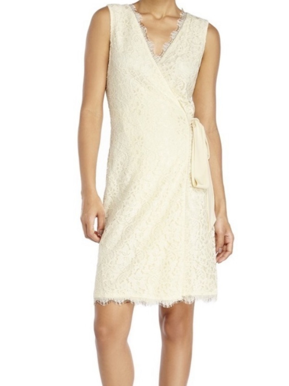 Diane Von Furstenberg Juliana Two Lace Wrap Dress Off White Cream Size 2.